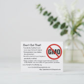 gmo-free, Don't Eat That!, *Genetically Modifie... Business Card (Standing Front)