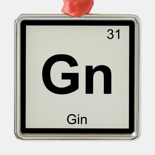 Gn - Gin Chemistry Periodic Table Symbol Metal Ornament (Front)