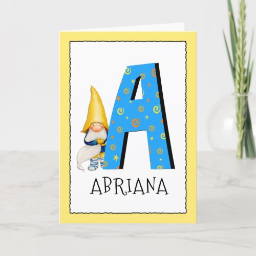 Gnam Kids Letter A Name and Age Birthday Greeting Card