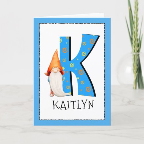 Gnam Kids Letter K Name and Age Birthday Greeting Card