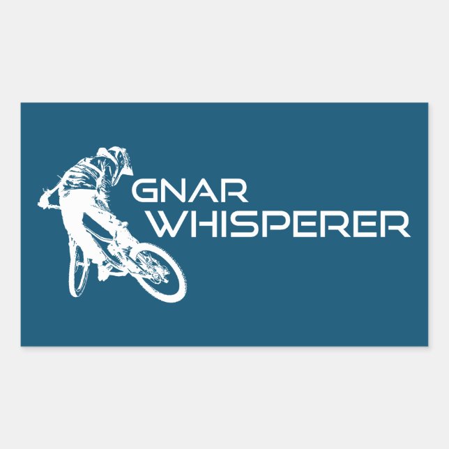 Gnar Whisperer Mountain Biking Rectangular Sticker (Front)