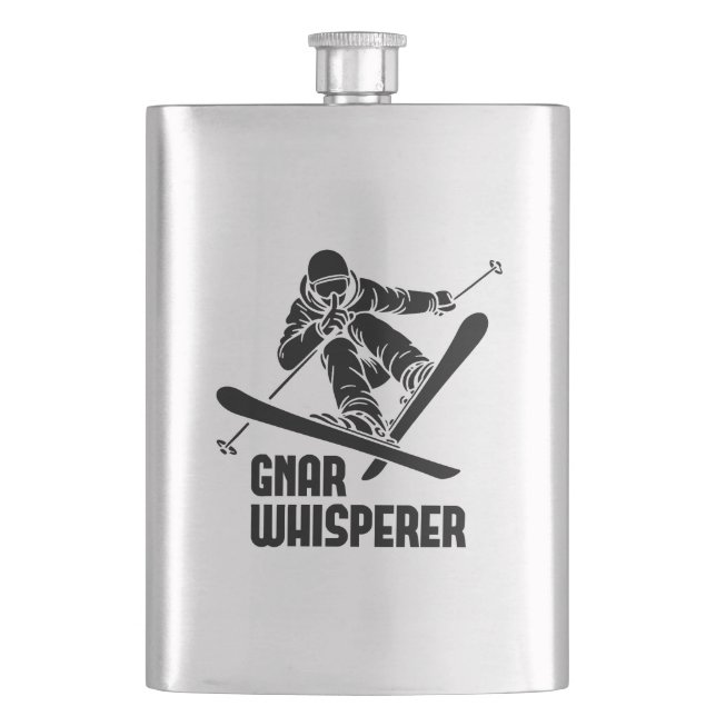 Gnar Whisperer Skiing Flask (Front)