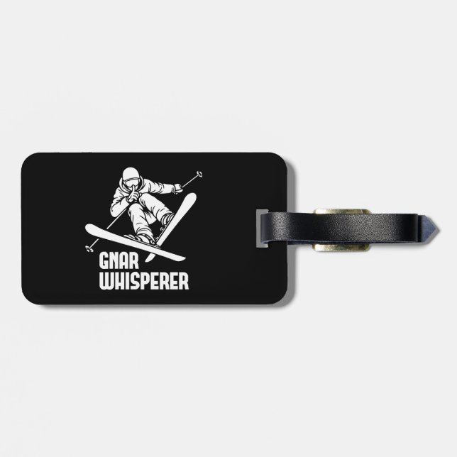 Gnar Whisperer Skiing Luggage Tag (Back Horizontal)