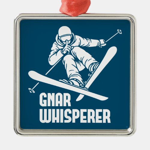 Gnar Whisperer Skiing Metal Ornament