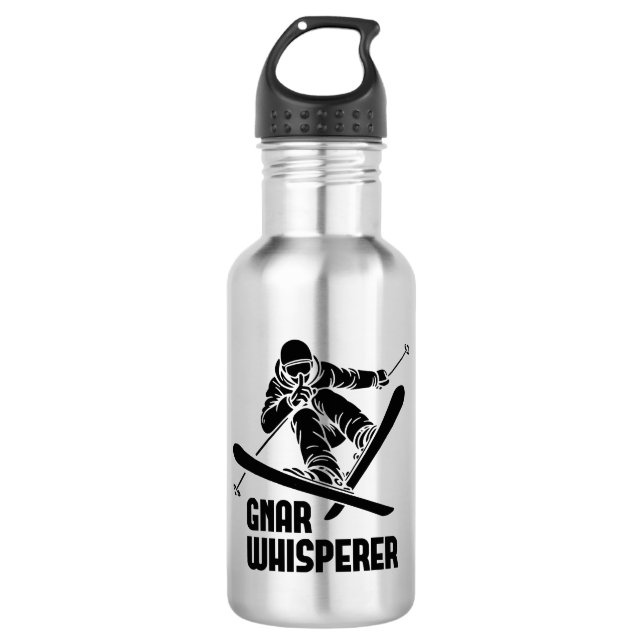 Gnar Whisperer Skiing Stainless Steel Water Bottle (Front)