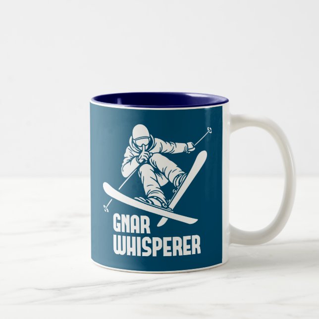 Gnar Whisperer Skiing Two-Tone Coffee Mug (Right)