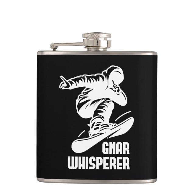 Gnar Whisperer Snowboarding Flask (Front)