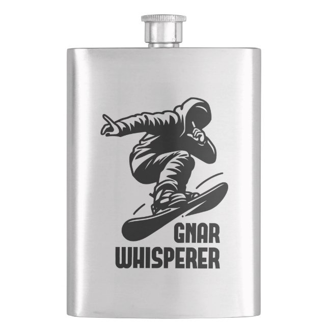 Gnar Whisperer Snowboarding Flask (Front)