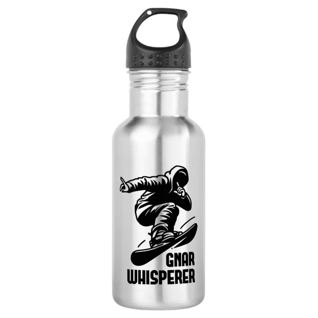 Gnar Whisperer Snowboarding Stainless Steel Water Bottle (Front)