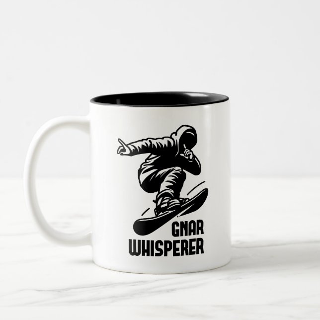 Gnar Whisperer Snowboarding Two-Tone Coffee Mug (Left)