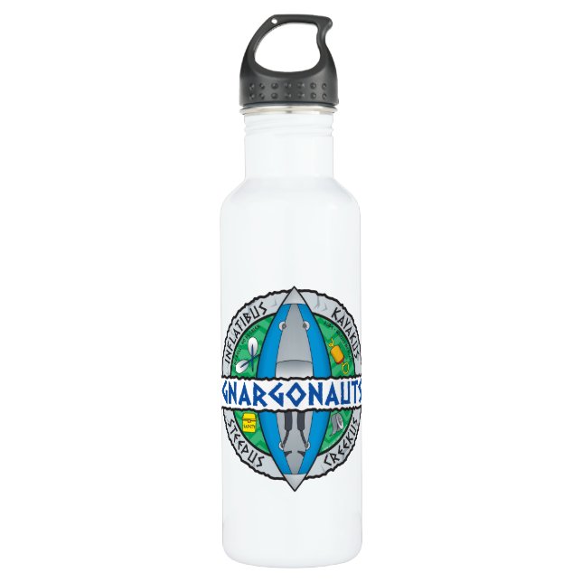 Gnargonauts Funny Inflatable Kayak Stainless Steel Water Bottle (Front)