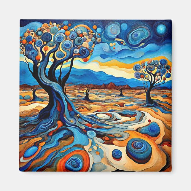 Gnarled trees in desert magnet (Front)