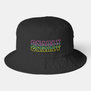 Gnarly 80s retro style neon text bucket hat 