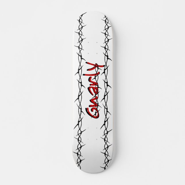 Gnarly barbwire skateboard deck (Front)