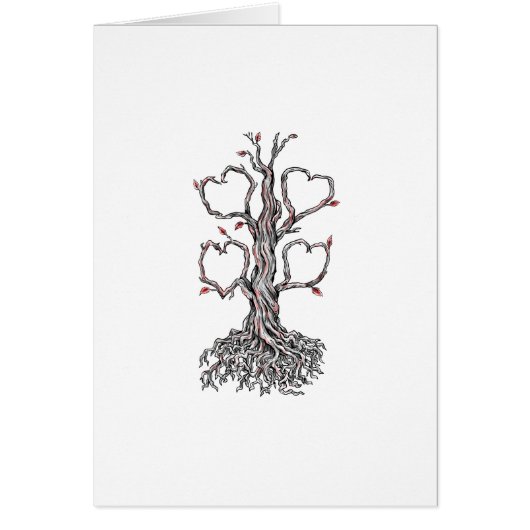 Gnarly Oak Tree Heart Tattoo Cards (Front)