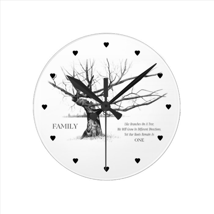 Gnarly Old Tree Quote FAMILY Pencil Art Clock