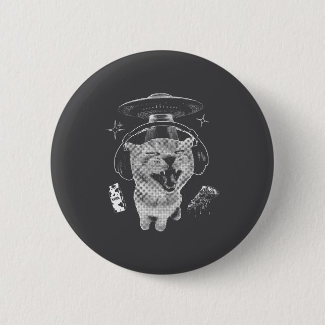 Gnarp Cat Silly Alien Cat Meme Brainrot Funny Meme Button (Front)