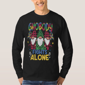 Gnobody Fights Alone Autistic Gnome Support Autism T-Shirt