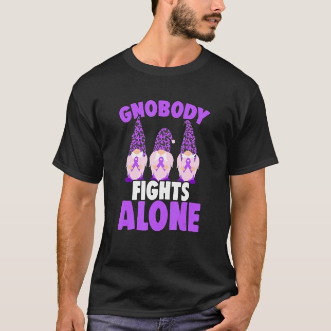 Gnobody Fights Alone Epilepsy Gnome Epilepsy Aware T-Shirt (Front)