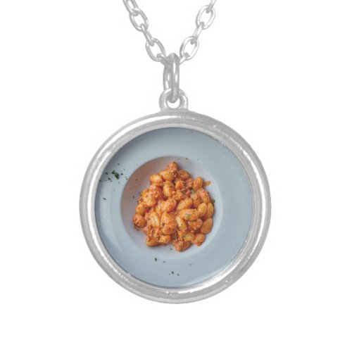 gnocchi with meat sauce silver plated necklace