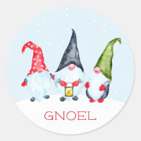 Gnoel Christmas Gnomes Classic Round Sticker