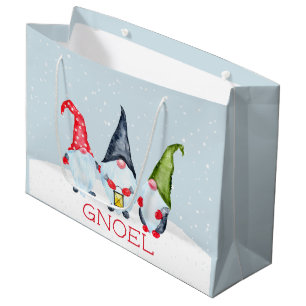 Gnoel Christmas Gnomes Large Gift Bag