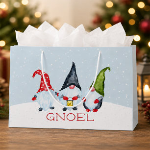 Gnoel Christmas Gnomes Large Gift Bag