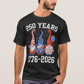 Gnome 250 Years 1776 2026 250Th Birthday 4Th Of T-Shirt