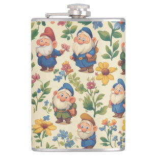 Gnome a flower pattern design flask