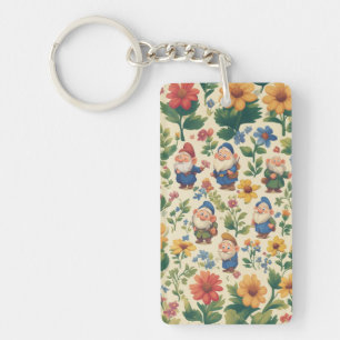 Gnome a flower pattern design keychain