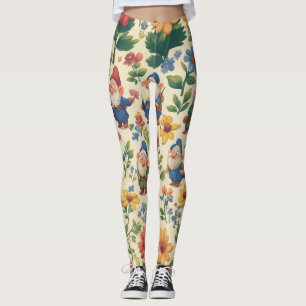 Gnome a flower pattern design leggings