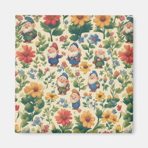 Gnome a flower pattern design magnet