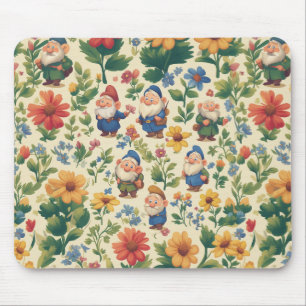 Gnome a flower pattern design mouse pad