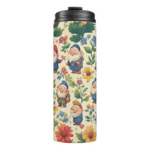 Gnome a flower pattern design thermal tumbler