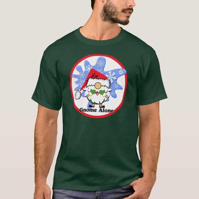 Gnome Alone Funny Christmas Movie Parody Red Green T-Shirt (Front)