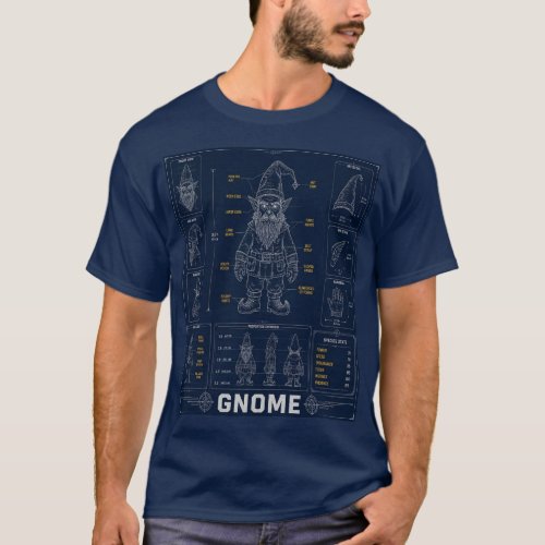 Gnome Anatomy Fantasy Creature Blueprint T-Shirt