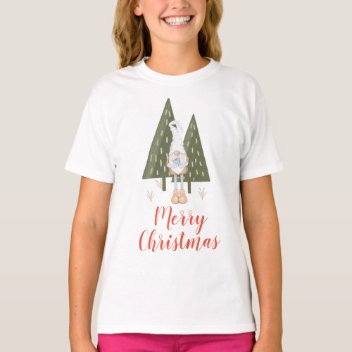 Gnome and Bluebird Merry Christmas  T_Shirt