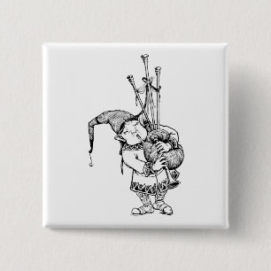 Gnome and His Bagpipes Pinback Button