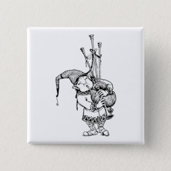 Gnome And His Bagpipes Pinback Button by dmorganajonz at Zazzle