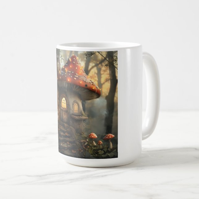 Gnome and mushroom house design coffee mug (Front Right)