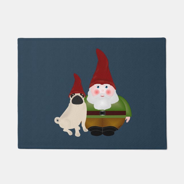 Gnome and Pug Door Mat (Front)