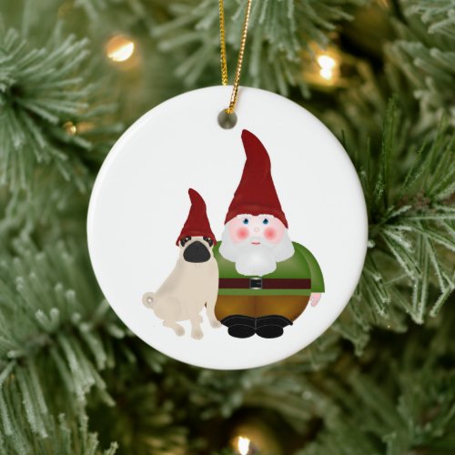 Gnome and Pug Gnome Ornament