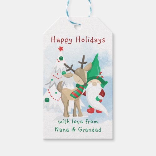 Gnome and Reindeer Personalized Christmas Gift Tags