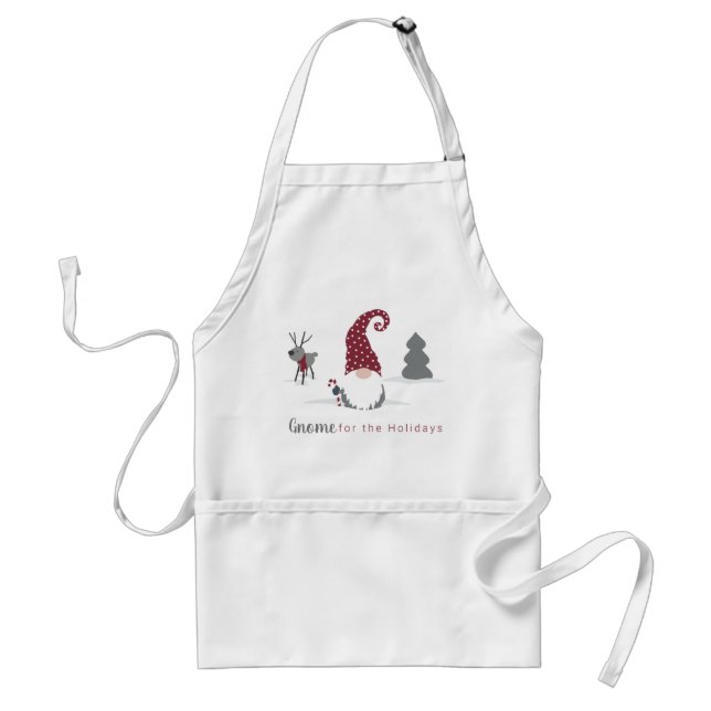 Gnome and reindeer Scandinavian Tomte design Adult Apron (Front)