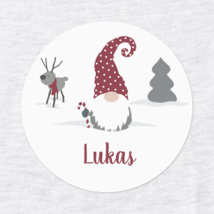 Gnome and reindeer Scandinavian Tomte design Kids' Labels