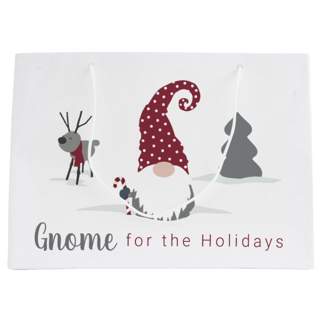 Gnome and Reindeer Scandinavian Tomte design Large Gift Bag (Front)