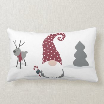 Gnome And Reindeer Scandinavian Tomte Design Lumbar Pillow by ComicDaisy at Zazzle