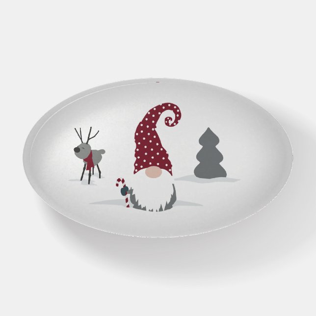 Gnome and Reindeer Scandinavian Tomte design Paperweight (Front)