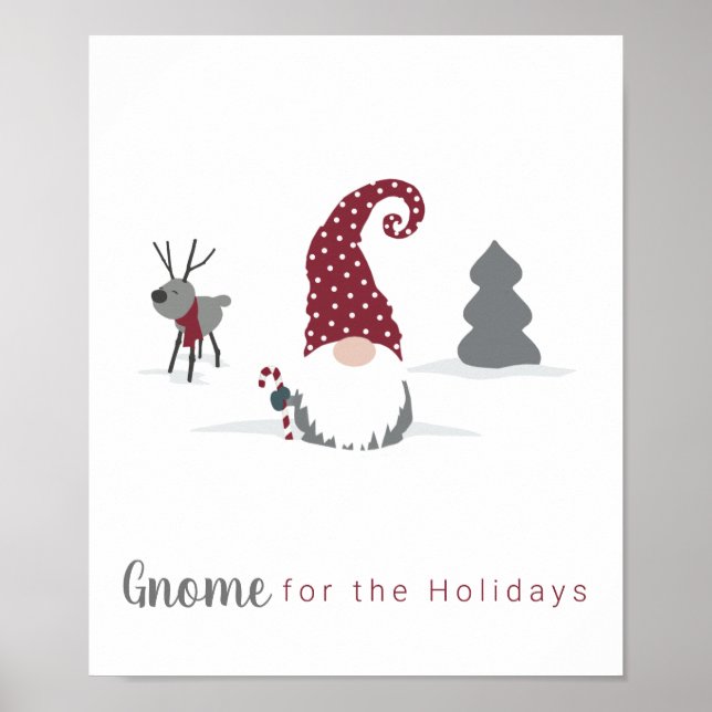 Gnome and Reindeer Scandinavian Tomte design Poster (Front)