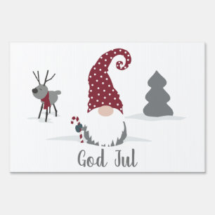 Gnome and Reindeer Scandinavian Tomte design Sign